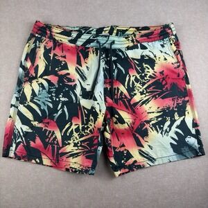 Mossimo Shorts Men L Multicolor Abstract Print 100% Cotton Volley Beachwear